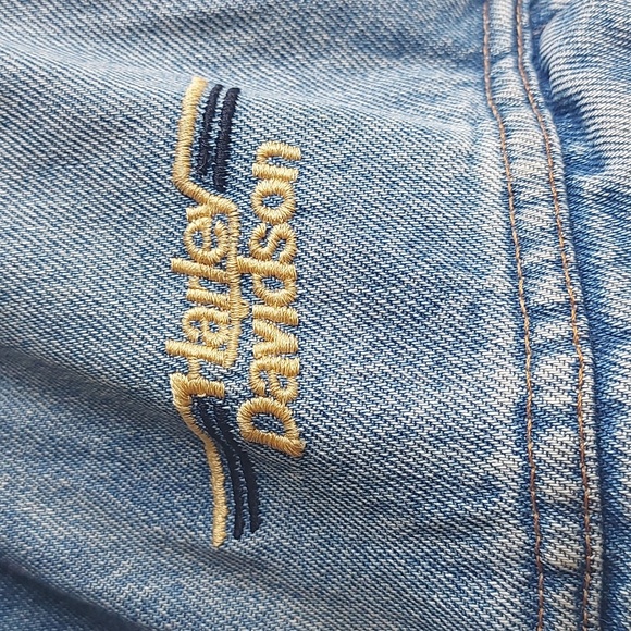 Vintage Distressed Harley Davidson Jean Jacket 100% Cotton - Picture 3 of 8